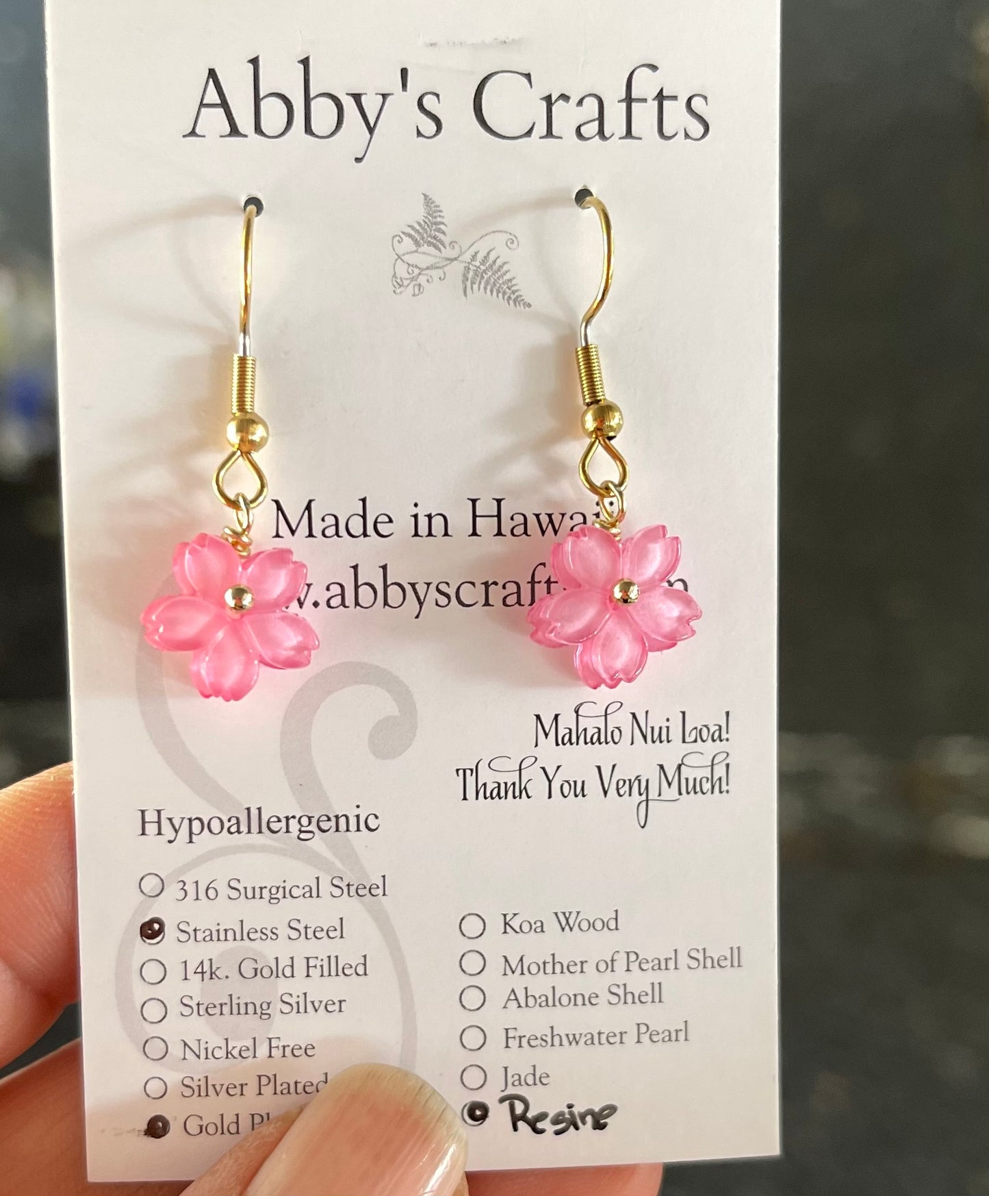 Pink flowers Gold Earrings