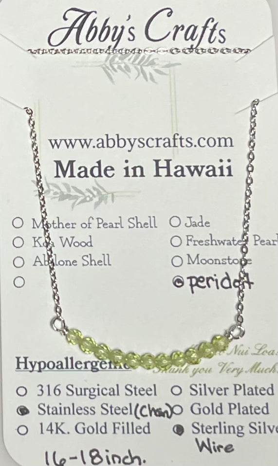 Scoop bar Peridot Silver Necklace