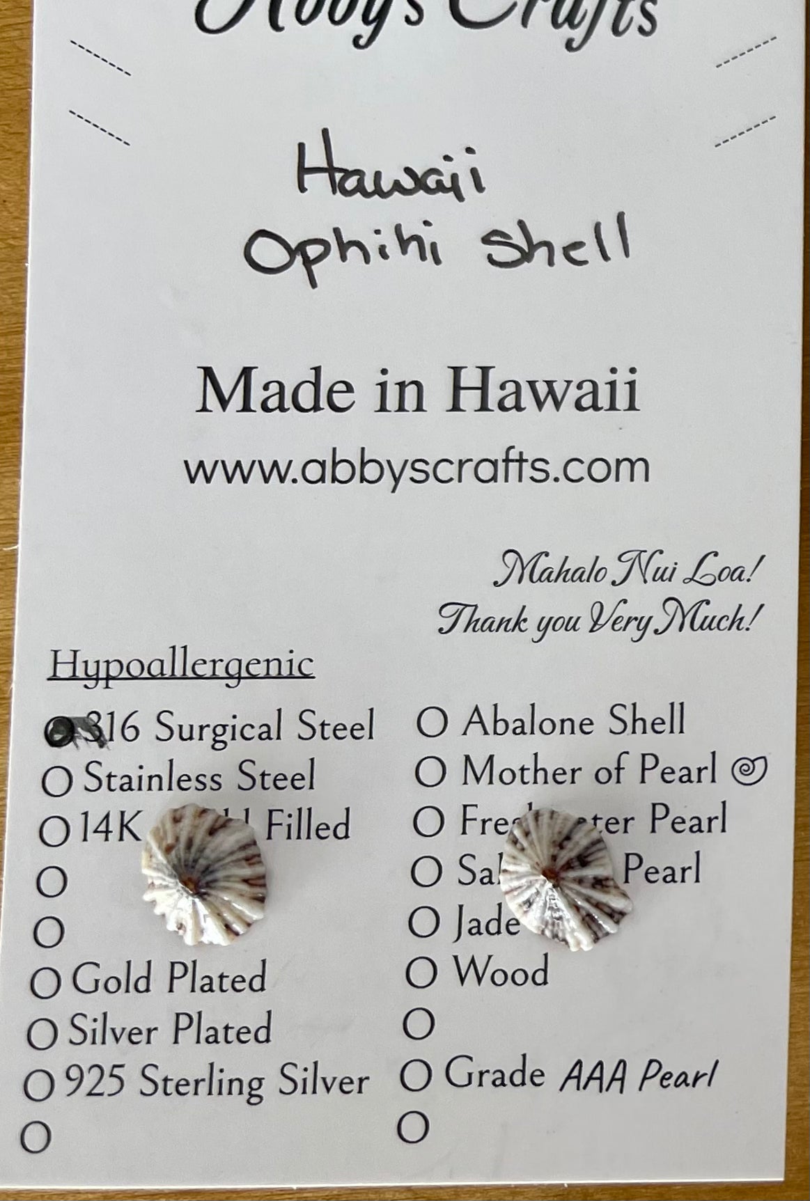 Opihi Shell Stud Earrings