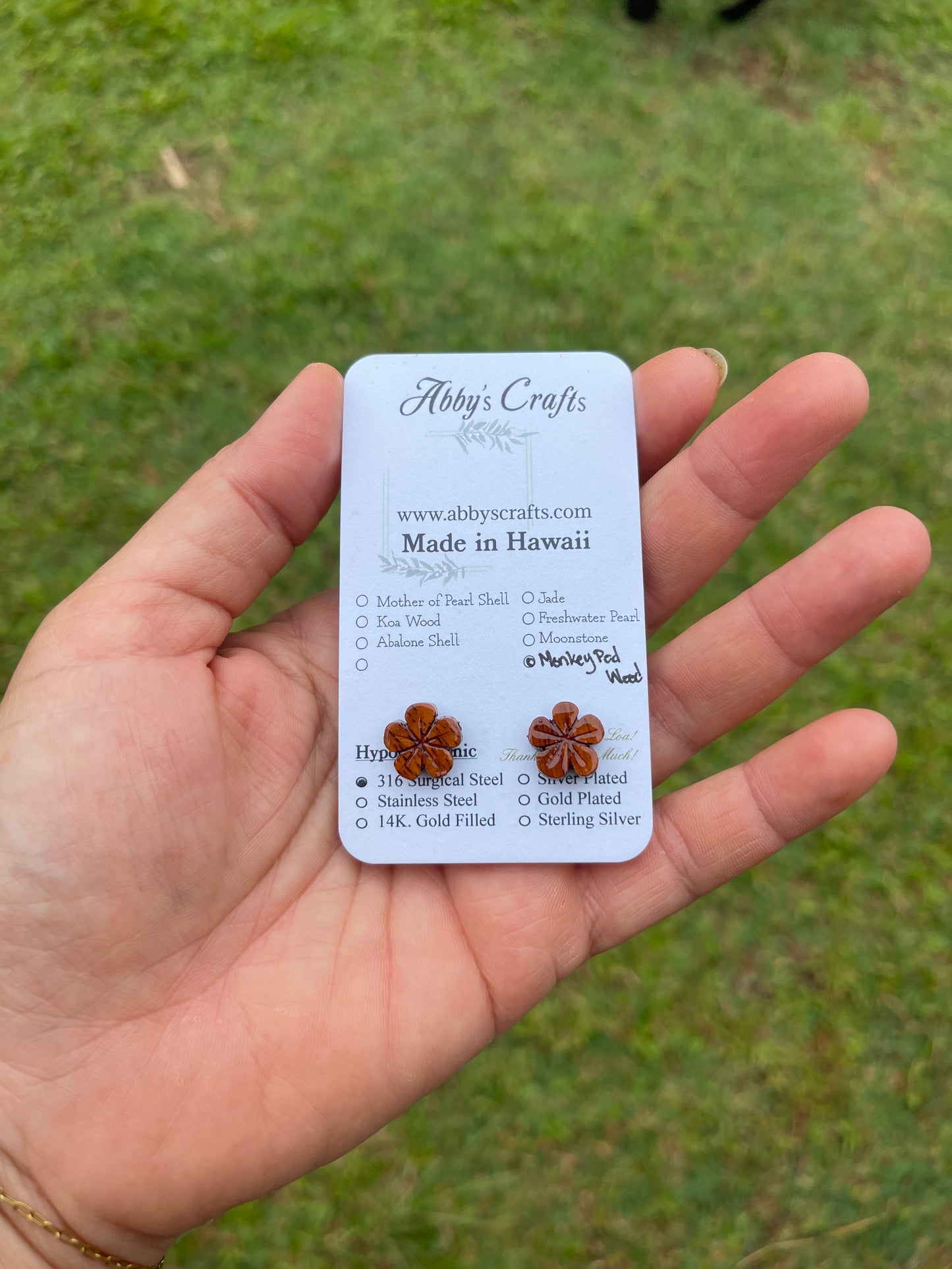 Plumeria Flower wood stud Earrings