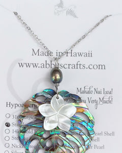 Monstera Leaf &Flower with Pearl Silver Necklace