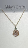 Hibiscus Flower Mother of Pearl Shell Necklace with Emerald Gold