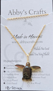 Sea Turtle Mother of Pearl Shell Gold Necklace