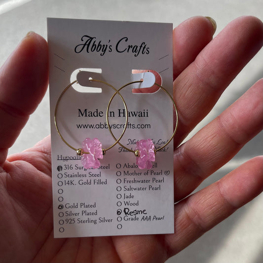 Gold Hoop flower dark pink