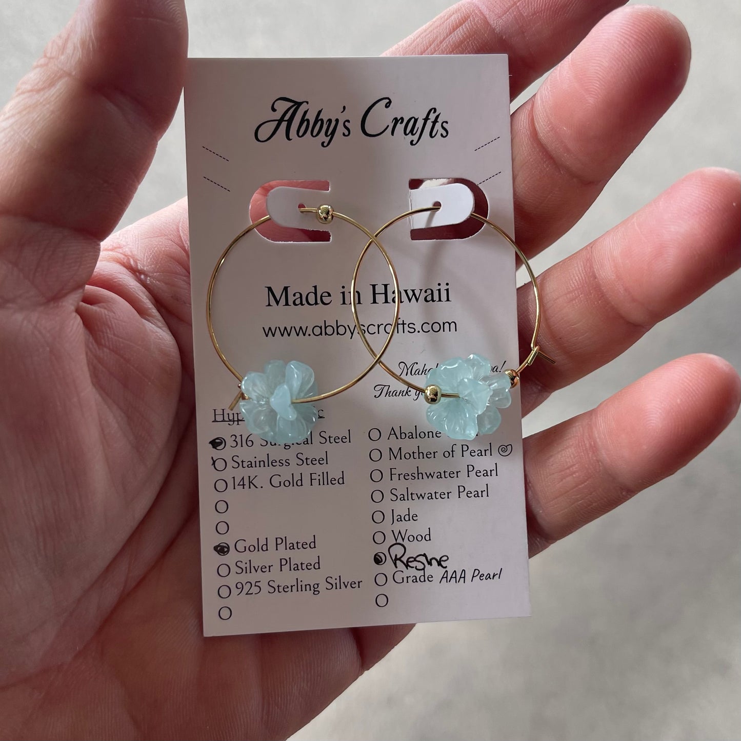Gold Hoop flower light Blue