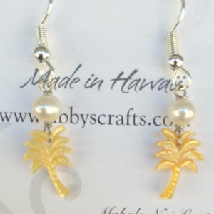 Coconut Tree and Pearl Earrings