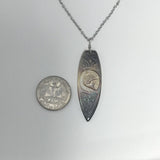 Dolphin surfboard shape Silver Necklace