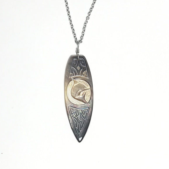 Dolphin surfboard shape Silver Necklace