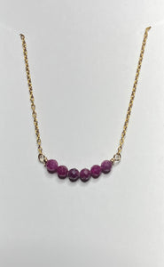 Ruby gold chain scoop bar Necklace