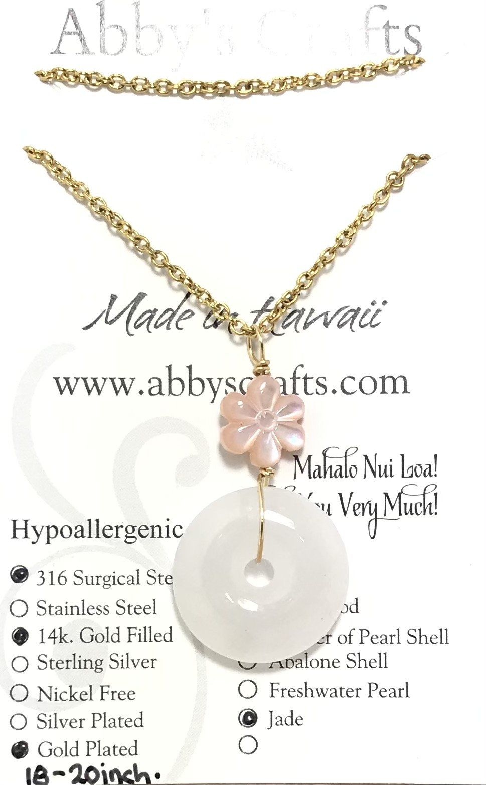 Jade and Flower Necklace Gold
