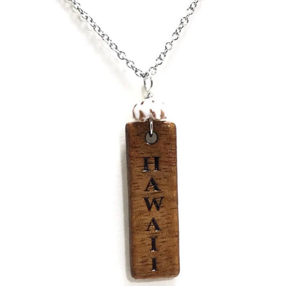 Koa Wood Pendant Necklace ~ HAWAII