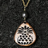 Koa Wood Pineapple Pendant Gold Necklaces