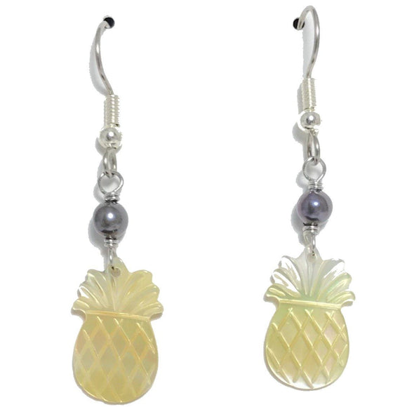 Pineapple Earrings (Mother of Pearl Shell) with Freshwater Pearls