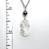 Pineapple White MOP Shell with Pearl silver Necklace